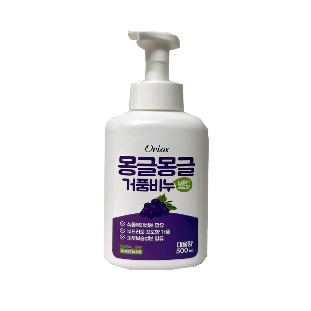 LCC 몽글몽글 거품비누 500ml 펌프형 레몬향 /포도향 (1회펌핑으로 풍만)